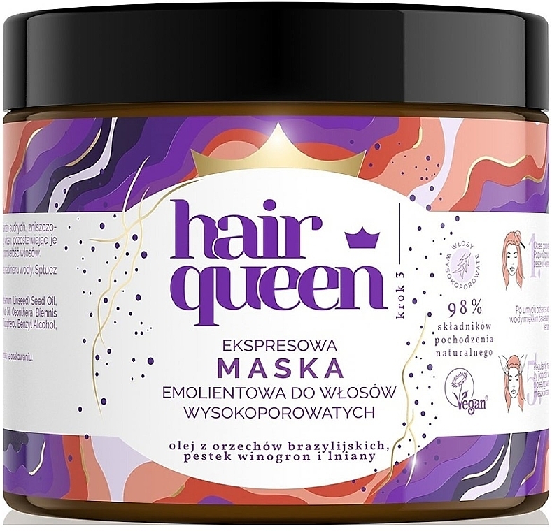 Maska do włosów wysokoporowatych - Only Bio Hair Queen — Zdjęcie N1
