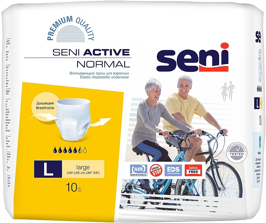 Pieluchomajtki dla dorosłych L, 100-135 cm, 10 sztuk - Seni Active Normal Large — Zdjęcie N1