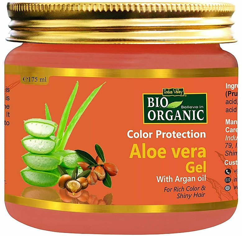 Naturalny żel aloesowy chroniący kolor włosów - Indus Valley Bio Organic Color Protection Aloe Vera GEL With Argan Oil — Zdjęcie N1