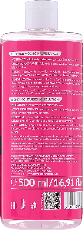 Roztwór mocno nawilżający do zabiegów kosmetologicznych - Farmona Professional Hydra Technology Moisturizing Solution — Zdjęcie N4