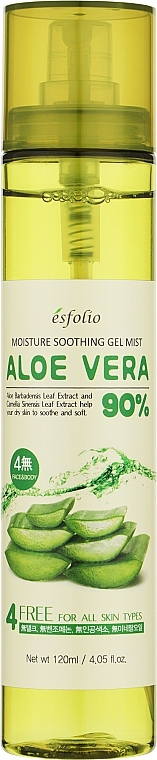 Kojąca żelowa mgiełka nawilżająca do twarzy i ciała Aloes 90% - Esfolio Moisture Soothing Gel Mist Aloe Vera 90% Purity — Zdjęcie N1