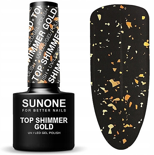 Top z połyskiem do lakieru hybrydowego - Sunone Top Shimmer Gold — Zdjęcie N3