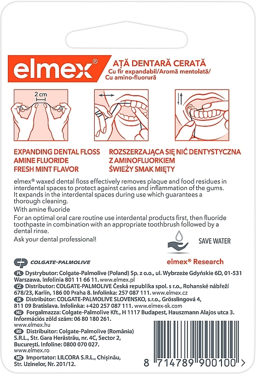 Woskowana nić dentystyczna - Elmex — Zdjęcie N2
