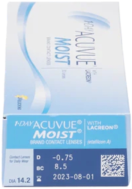 PRZECENA! Soczewki kontaktowe, jednodniowe, promień krzywizny 8,5, 30 szt. - Acuvue 1-Day Moist With Lacreon Johnson & Johnson * — Zdjęcie N3