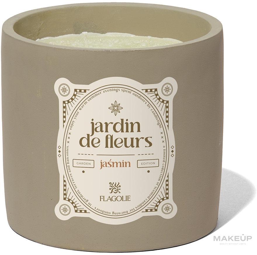 Świeca zapachowa w ceramicznym szkle Jaśmin, okrągła - Flagolie Garden Edition  — Zdjęcie 850 g