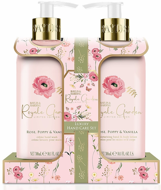 Zestaw - Baylis & Harding Royale Garden Rose, Poppy & Vanilla Luxury Hand Care Gift Set (h/soap/300ml + b/h/lot/300ml) — Zdjęcie N1
