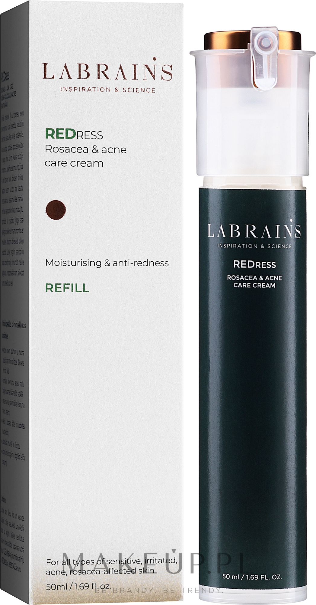 Krem do twarzy na trądzik i trądzik różowaty - Labrains Redress Rosacea & Acne Care Cream (zapas) — Zdjęcie 50 ml