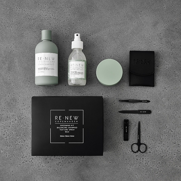 Zestaw, 4 produkty - Re-New Copenhagen Essential Grooming Kit (Balancing Shampoo №05 + Texture Spray №07 + Molding Clay №04) — Zdjęcie N9
