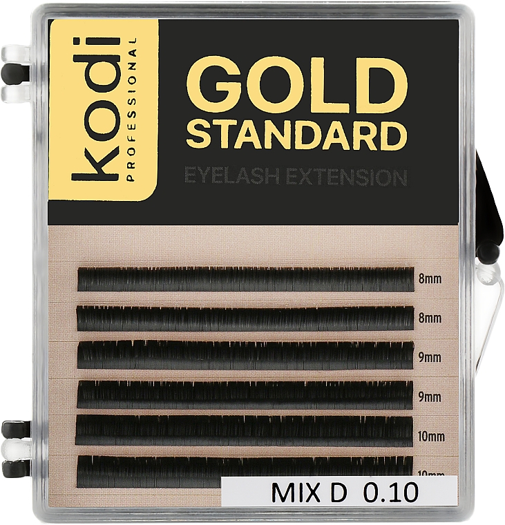 Sztuczne rzęsy Gold Standart, D 0,10, 6 pasków, 8/9/10 mm - Kodi Professional — Zdjęcie N1