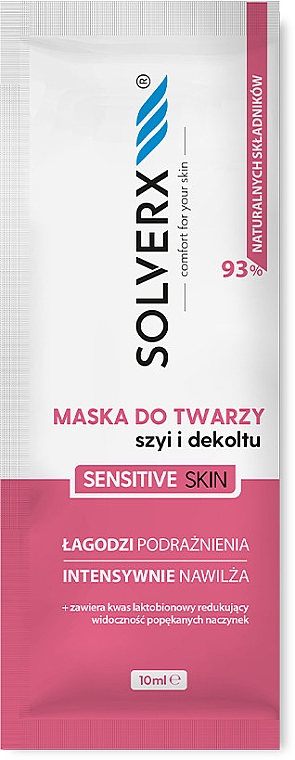 Łagodząca maseczka do twarzy - Solverx Sensitive Skin Face Mask — Zdjęcie N1