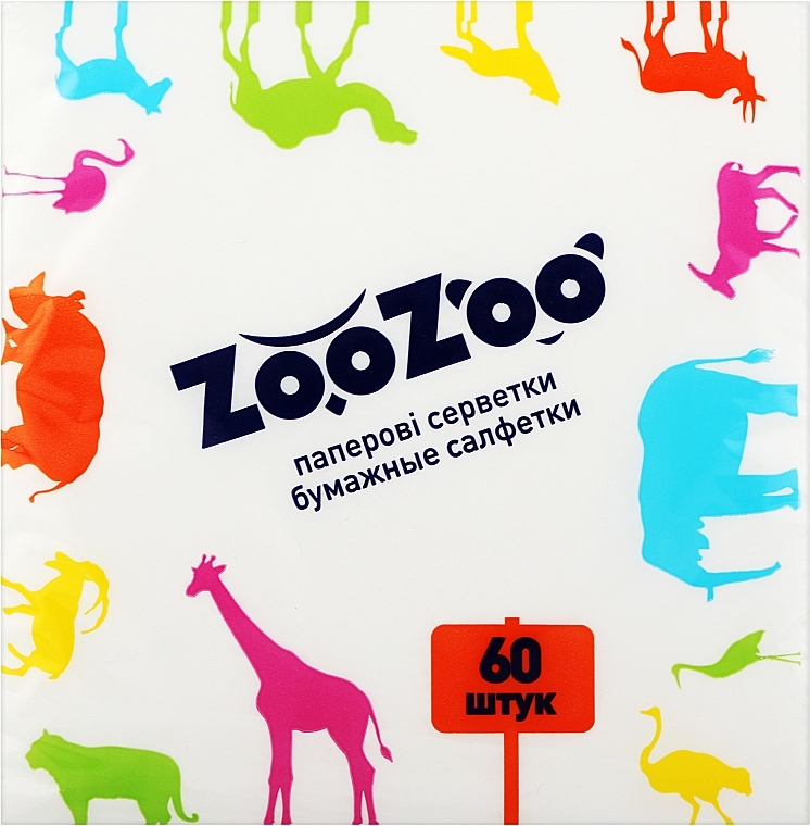 Chusteczki higieniczne ZooZoo, 60 sztuk, białe - Snizhna panda — Zdjęcie N1