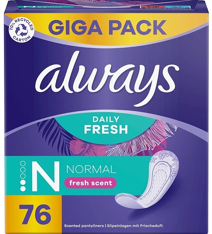 Wkładki higieniczne Świeży aromat, 76 szt. - Always Daily Fresh Normal — Zdjęcie N1