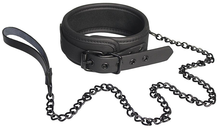 Obroża ze smyczą - Dream Toys Blaze Collar And Leash Black — Zdjęcie N1