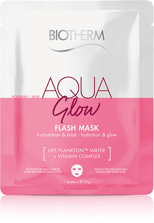 Rozświetlająca maska w płachcie - Biotherm Aqua Glow Flash Mask