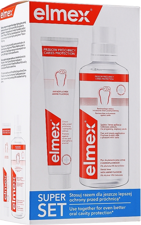 PRZECENA!  Zestaw - Elmex Mouthwash Carriers Protection (water 400 ml + toothpaste 75 ml) * — Zdjęcie N1