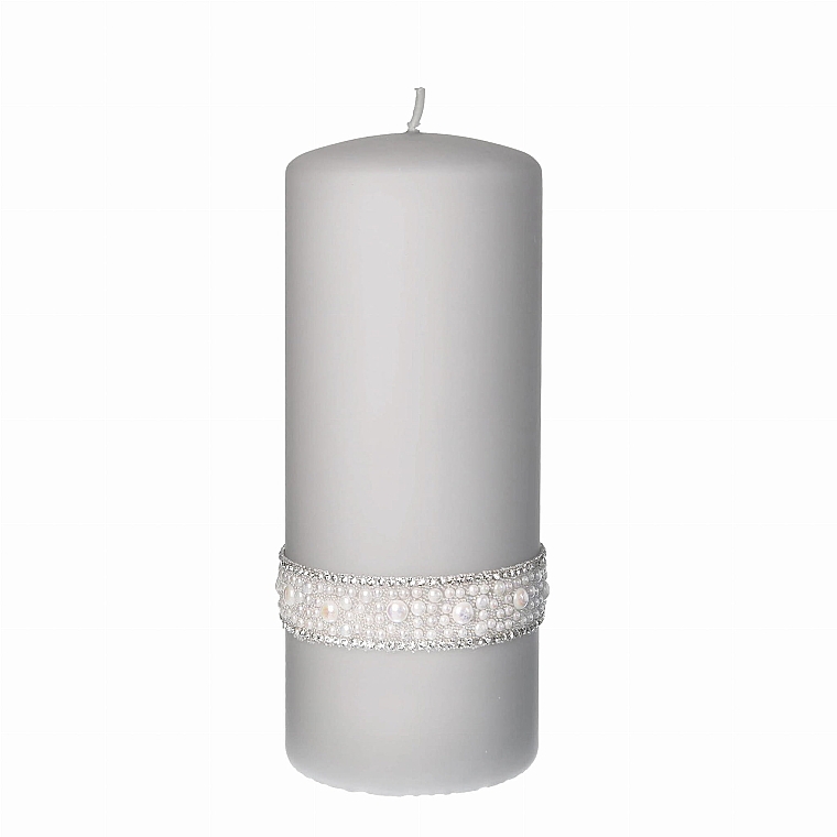 Świeca dekoracyjna 7 x 10 cm, szara - Artman Crystal Pearl  — Zdjęcie N1