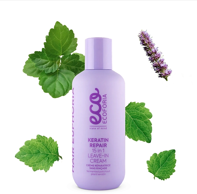  Krem do włosów - Ecoforia Hair Euphoria Keratin Repair 15 in 1 — Zdjęcie N1