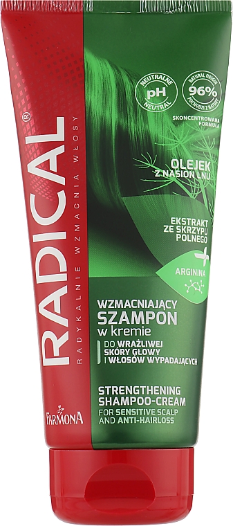 Wzmacniający szampon w kremie do wrażliwej skóry głowy i włosów wypadających - Farmona Radical
