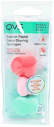 Gąbki do makijażu, małe, 3 szt. - QVS French Pastel Baby Blurring Sponges — Zdjęcie N2