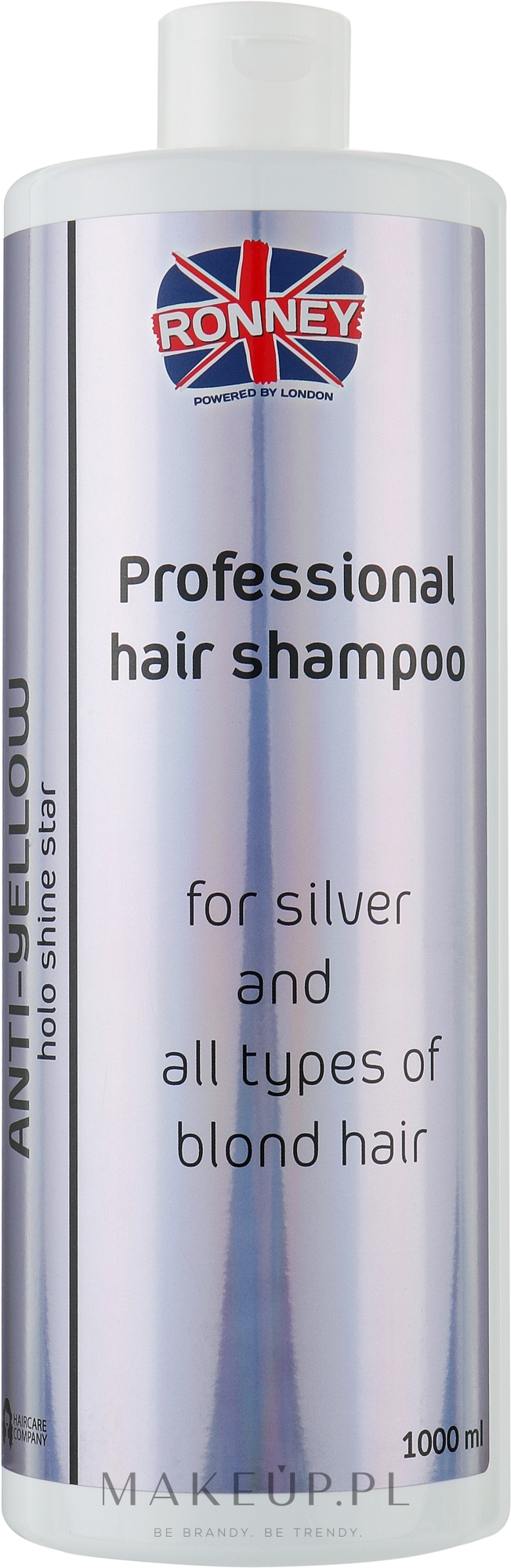 Szampon do włosów jasnych, rozjaśnianych i siwych - Ronney Professional Holo Shine Star Anti-Yellow Shampoo — Zdjęcie 1000 ml