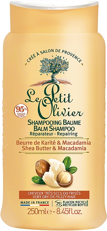 Regenerujący szampon do włosów z masłem shea i olejem makadamia - Le Petit Olivier Balm Shampoo Repairing Shea Butter Macadamia — Zdjęcie N1
