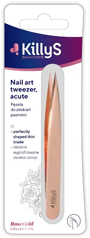 	Pęseta do zdobienia paznokci, różowe złoto - KillyS Nail Art Tweezer Rose Gold — Zdjęcie N1