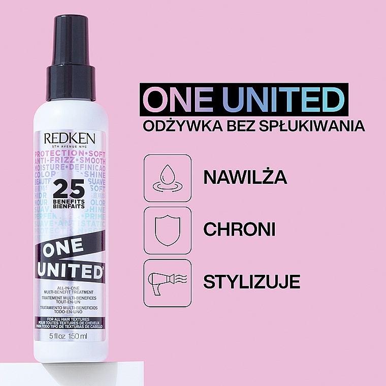 Wielofunkcyjny spray ochronno-pielęgnacyjny do włosów - Redken One United All-In-One Multi-Benefit Treatment — Zdjęcie N2