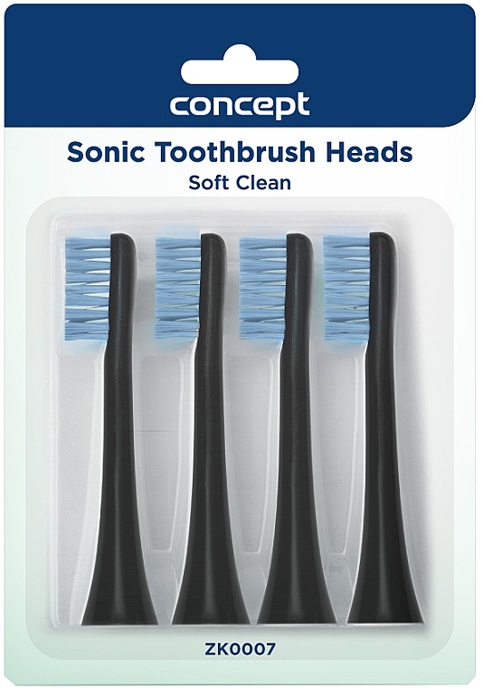 Wymienne główki do elektrycznej szczoteczki do zębów, czarne - Concept Sonic Toothbrush Heads Soft Clean ZK0007 — Zdjęcie N1