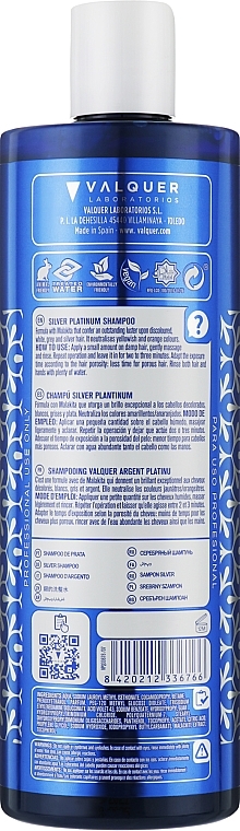 Nawilżający szampon do włosów normalnych i suchych - Valquer SIlver Platinum Shampoo — Zdjęcie N3