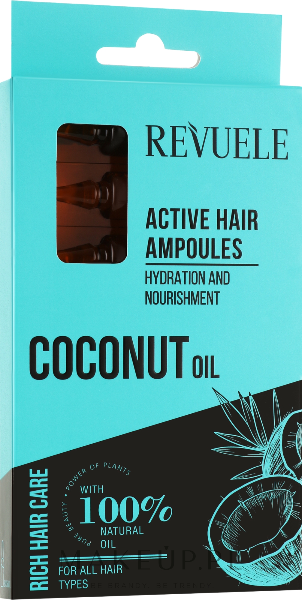 Ampułki do włosów z olejem kokosowym - Revuele Coconut Oil Active Hair Ampoules  — Zdjęcie 8 x 5 ml