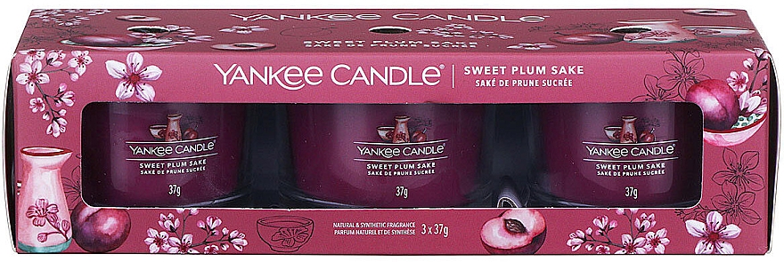 Zestaw świec zapachowych Sweet Plum Sake - Yankee Candle Sweet Plum Sake (candle/3x37g) — Zdjęcie N1