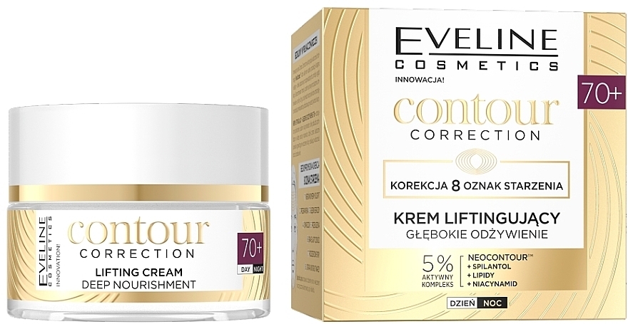 Głęboko odżywiający krem liftingujący 70+ - Eveline Contour Correction Lifting Cream 70+ Deep Nourishing — Zdjęcie N1