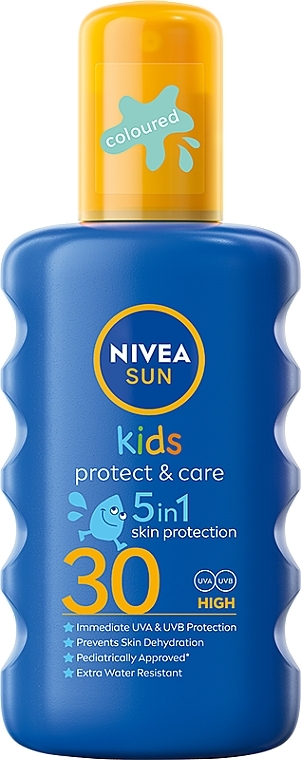 Nawilżający spray ochronny na słońce SPF 30 z zanikającym kolorem - NIVEA SUN KIDS