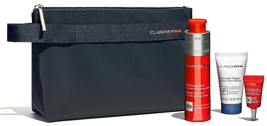 Zestaw - Clarins Men (f/gel/50ml + eye/gel/3ml + f/wash/30ml + bag/1pcs) — Zdjęcie N2