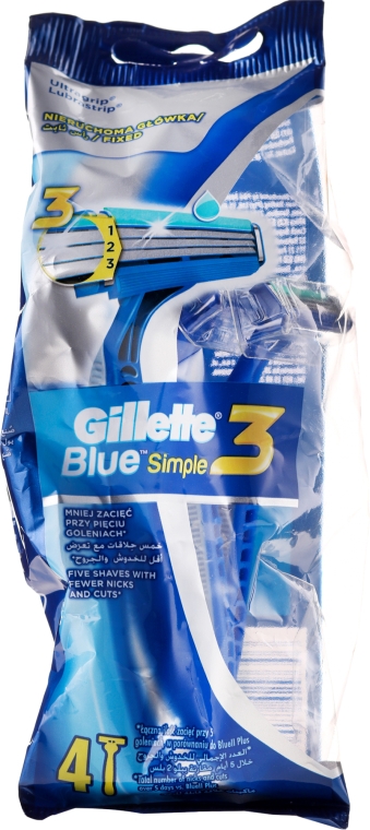 Zestaw jednorazowych maszynek do golenia, 4 szt. - Gillette Blue 3 Simple — Zdjęcie N1