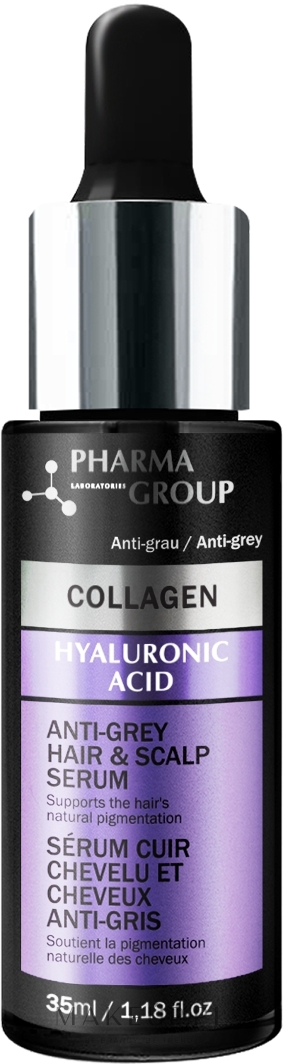 Serum przeciw siwieniu - Pharma Group Laboratories Collagen & Hyaluronic Acid Anti-Grey Hair & Scalp Serum — Zdjęcie 35 ml