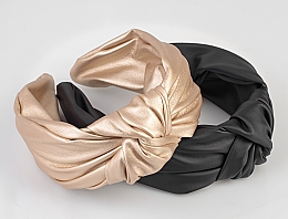 Opaska do włosów, złota Top Knot - MAKEUP Hair Hoop Band Leather Black — Zdjęcie N6