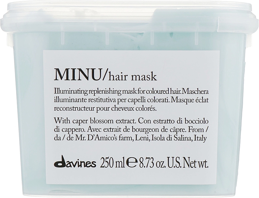 Rozświetlająca i odbudowująca maska do włosów koloryzowanych - Davines Minu Hair Mask — Zdjęcie N2