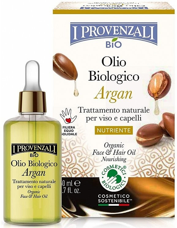 Organiczny olej arganowy do twarzy i włosów - I Provenzali Argan Organic Face & Hair Oil — Zdjęcie N1