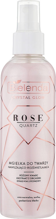 Nawilżająca mgiełka do twarzy z kryształkami różowego kwarcu - Bielenda Crystal Glow 