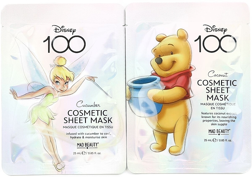 Zestaw maseczek do twarzy - Mad Beauty Disney 100 Face Mask Duo Tinkerbell & Winnie (f/masc/2x25ml) — Zdjęcie N3