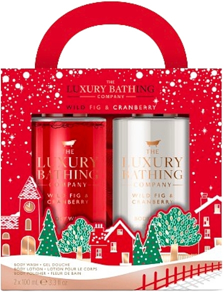 Zestaw - Grace Cole The Luxury Bathing Winter Wonderland Wild Fig & Cranberry Joyful Treats (b/wash/100ml + b/lot/100ml + polisher/1pc) — Zdjęcie N1