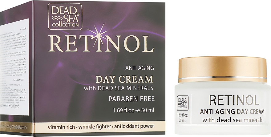 Przeciwstarzeniowy krem do twarzy na dzień z retinolem i minerałami z Morza Martwego - Dead Sea Collection Retinol Anti Aging Day Cream 
