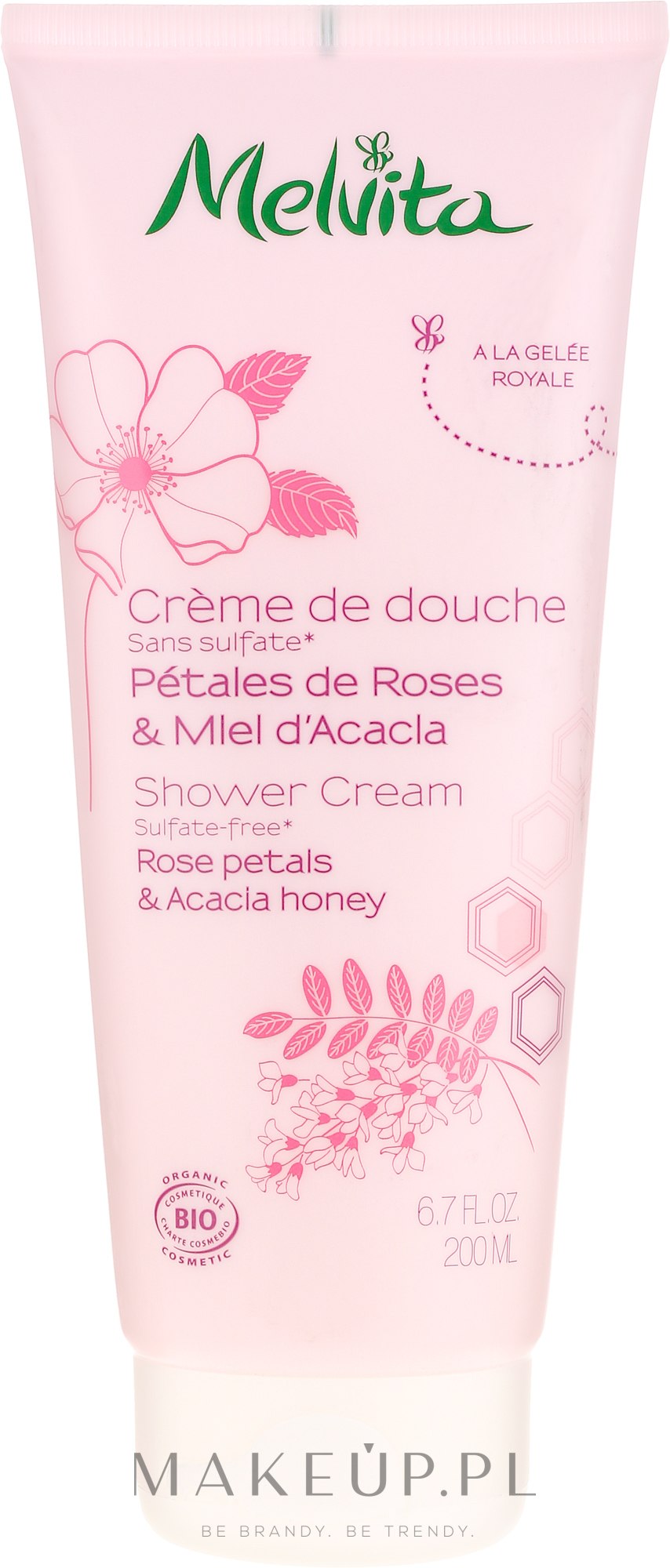 Krem pod prysznic Płatki róży i miód akacjowy - Melvita Body Care Rose Petals & Acacia Honey Shower Cream — Zdjęcie 200 ml