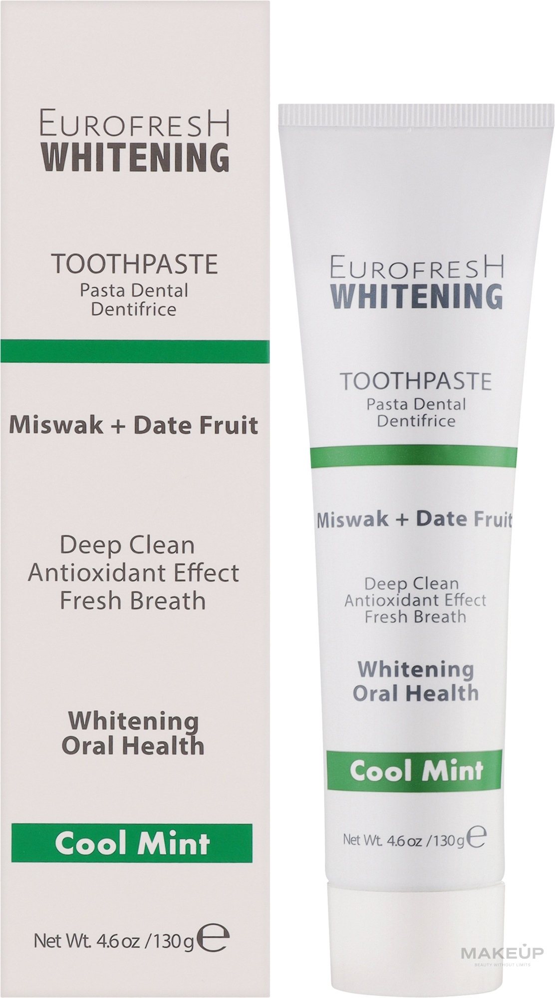 Wybielająca pasta do zębów z miswakiem i daktylami - Farmasi Eurofresh Whitening Toothpaste Miswak + Date Fruit — Zdjęcie 130 g