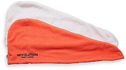 Kup Ręcznik-turban do włosów z mikrofibry, 2 szt., biały + koralowy - Makeup Revolution Haircare Microfibre Hair Wrap White & Coral