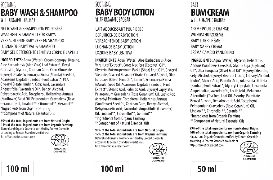 PRZECENA! Zestaw kosmetyków dla dzieci - Pure Beginnings Organic Baby (shm 100 ml + b/lot 100 ml + b/cr 50 ml) * — Zdjęcie N3