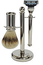 Kup Zestaw do golenia - Golddachs SilverTip Badger, Mach3 Metal Chrome Handle (sh/brush + razor + stand)