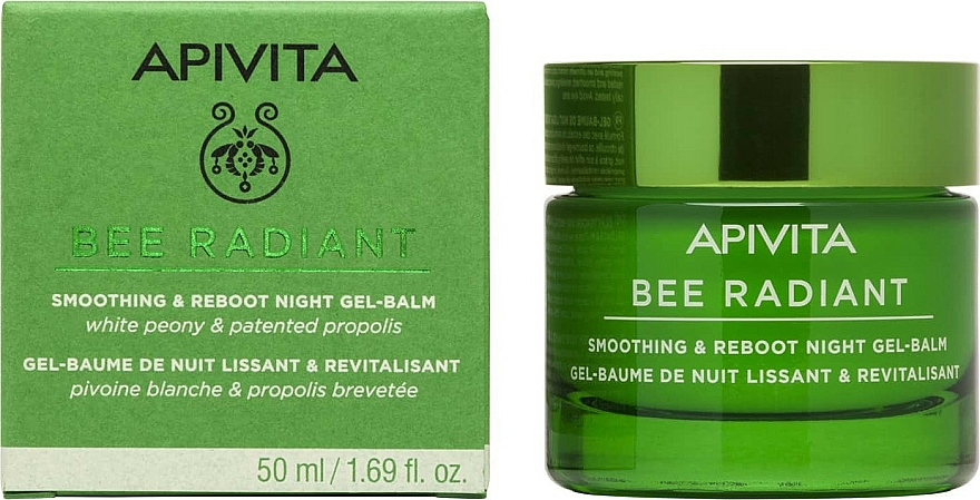 Żelowy wygładzający do twarzy na noc - Apivita Bee Radiant Smoothing & Reboot Night Gel-Balm — Zdjęcie N1