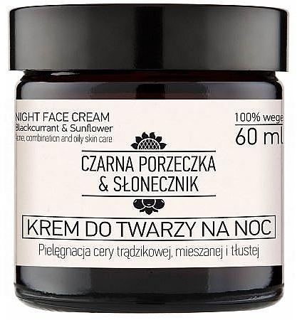 WYPRZEDAŻ Naturalny krem ujędrniający do twarzy na noc 50+ - Nova Kosmetyki Czarna porzeczka & Słonecznik * — Zdjęcie N1